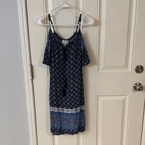 Stylish Blue Patterned Midi Dress